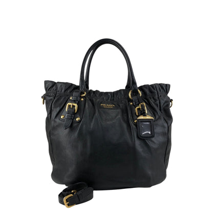 PRADA Logo Two-way Handbag Shoulder bag Black Vintage t5sy7s