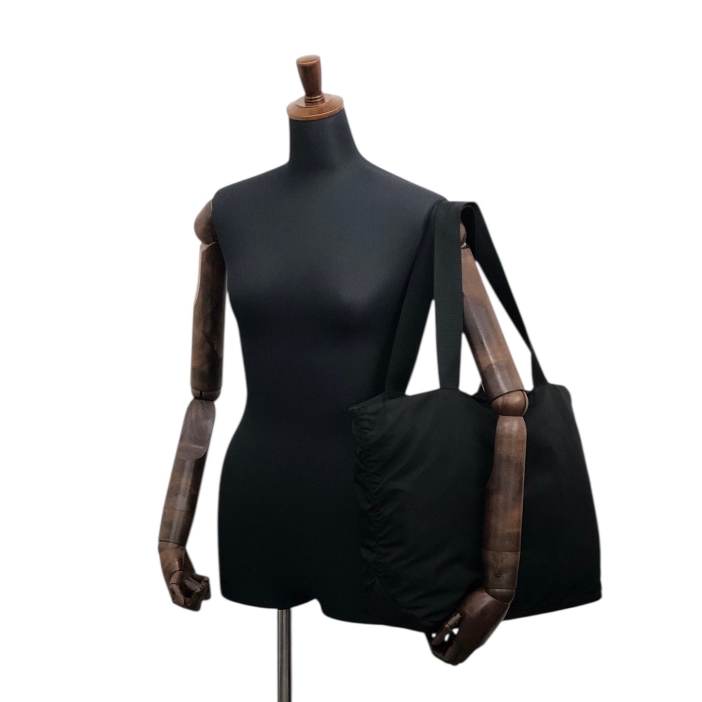 PRADA Tessuto Triangle Logo Totebag Black Vintage s4fket