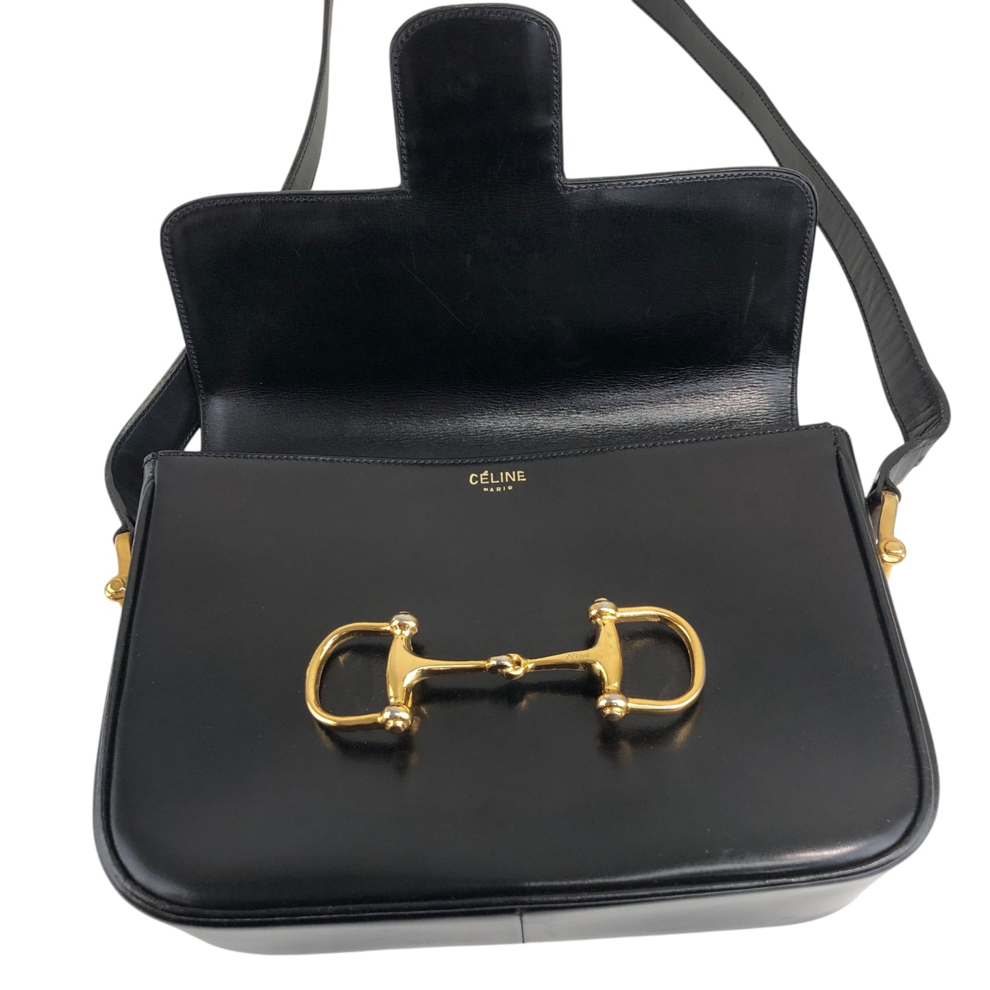 CELINE Horse Bit Shoulder bag Black Vintage dynnnp