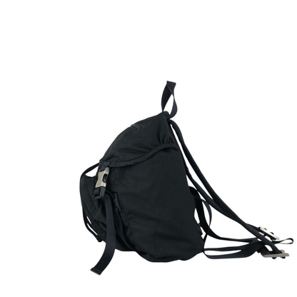 PRADA Tessuto Triangle Logo Front Buckle Backpack Black Vintage 2mkph6