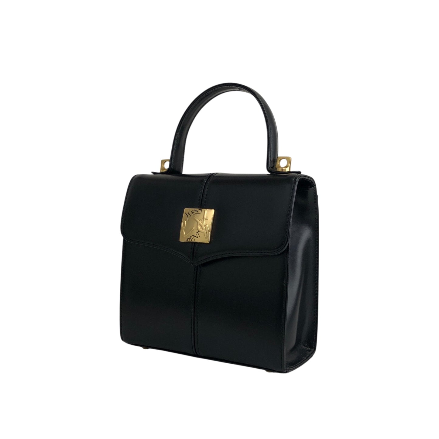 Yves Saint Laurent Logo Two-way Handbag Shoulder bag Black Vintage ktpth7