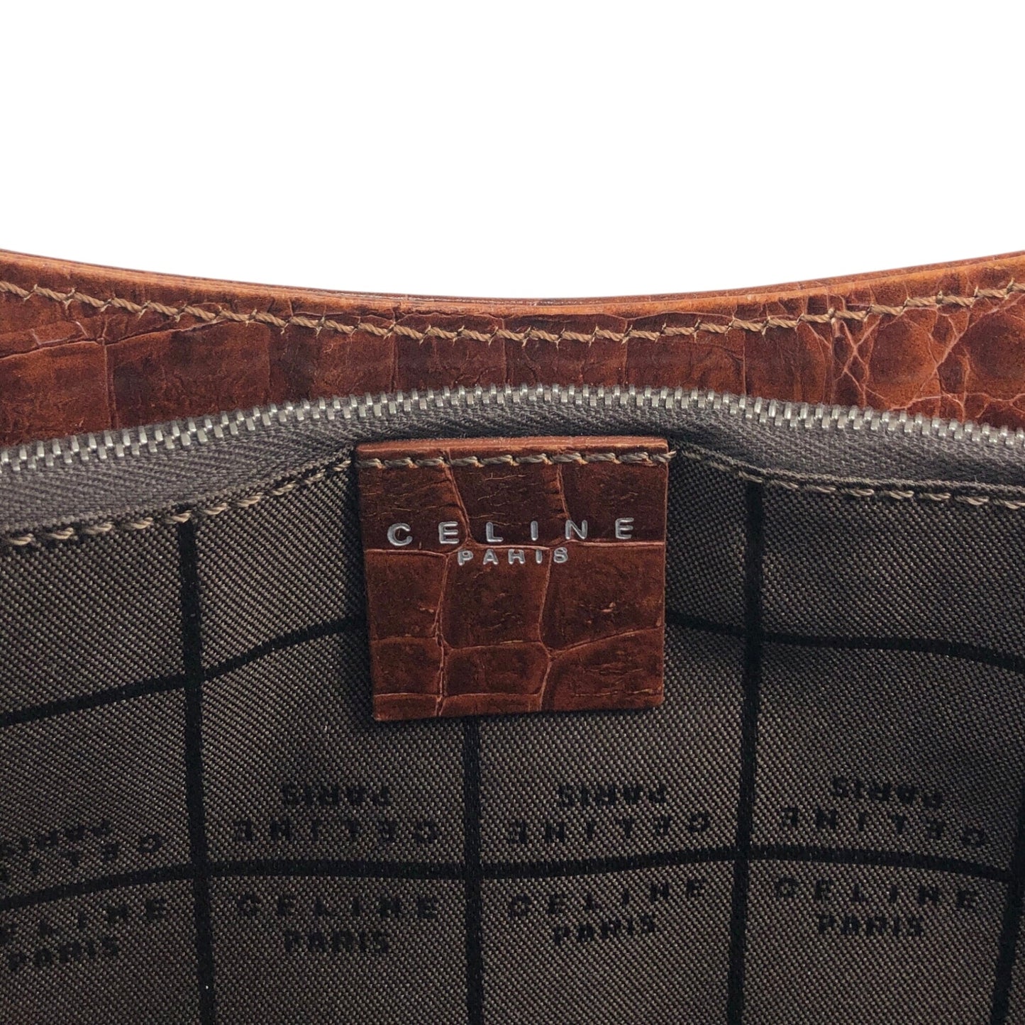 CELINE Gancini Shoulder bag Brown Vintage uh6ta4