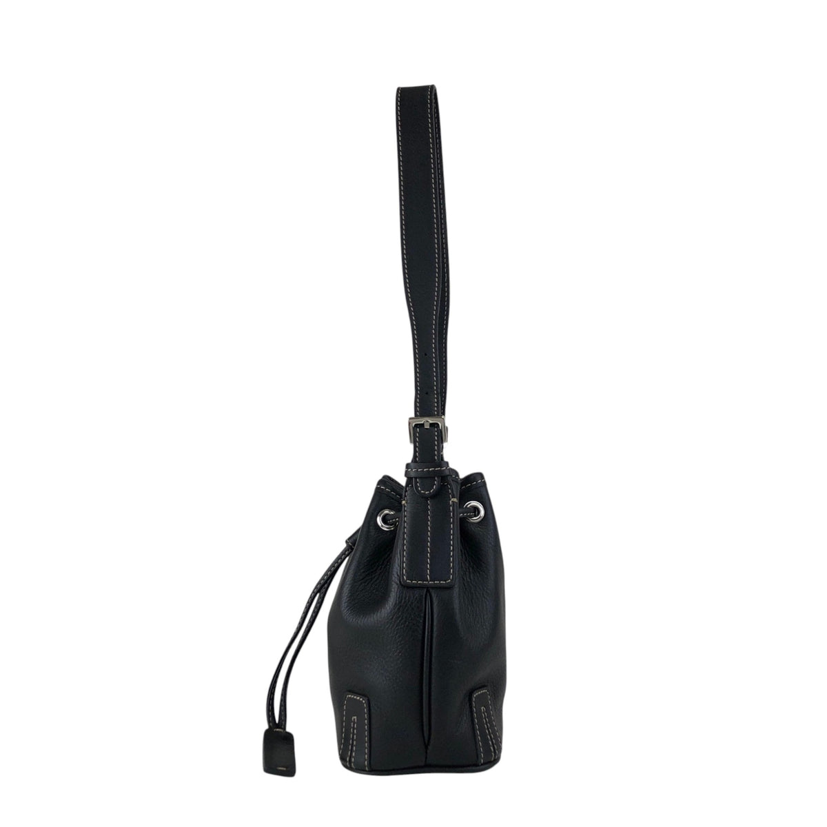 BURBERRY Logo Drawstring Shoulder bag Black Vintage phkwjb