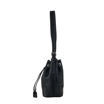 BURBERRY Logo Drawstring Shoulder bag Black Vintage phkwjb