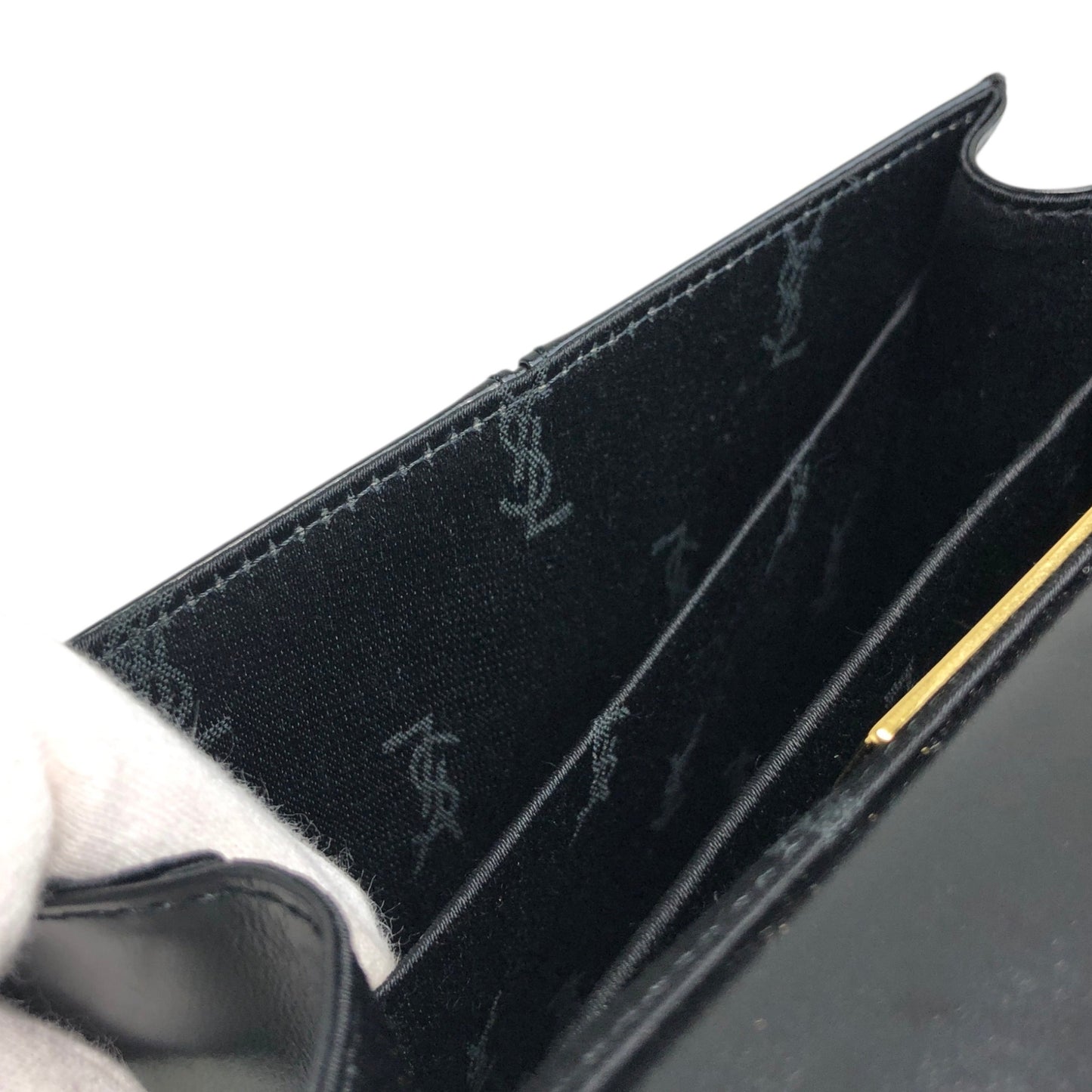 Yves Saint Laurent Logo Two-way Handbag Shoulder bag Black Vintage ktpth7
