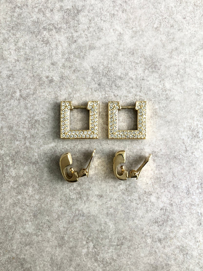 Christian Dior Rhinestone Earrings Gold Vintage kxpv4c