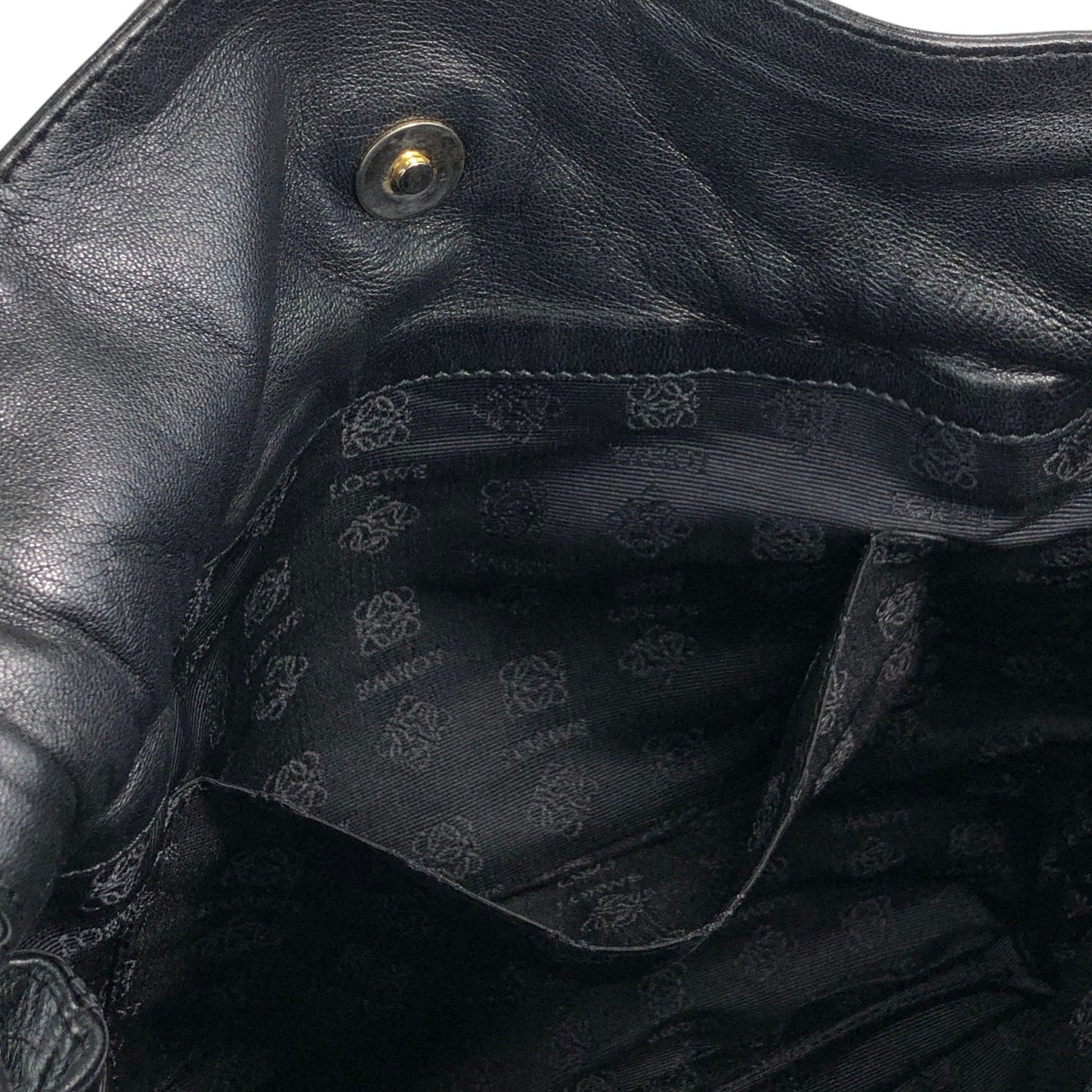 LOEWE Anagram Flamenco Drawstring Shoulder bag Black Vintage ak5uss