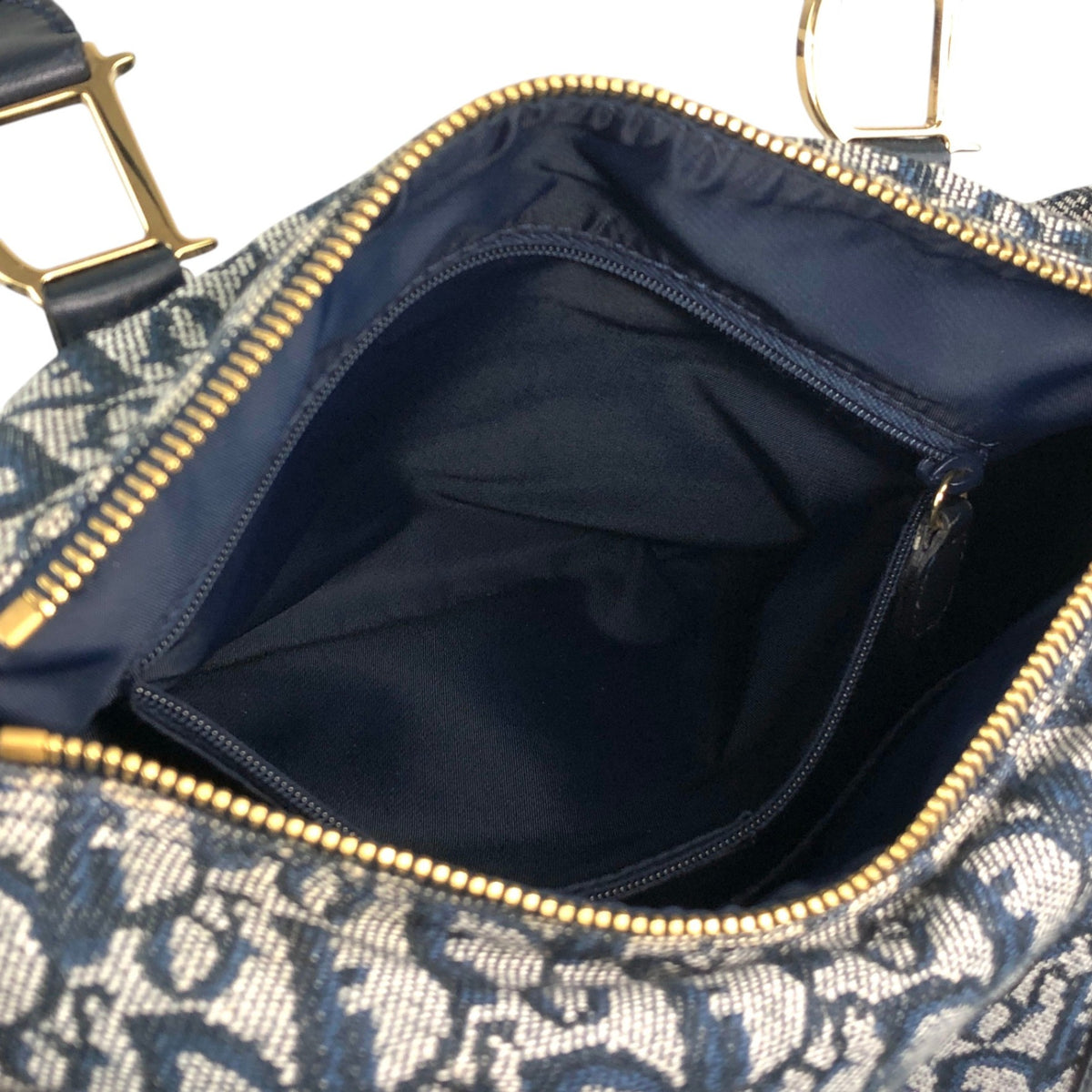 Christian Dior Trotter Small Boston bag Handbag Navy Vintage nt87zs