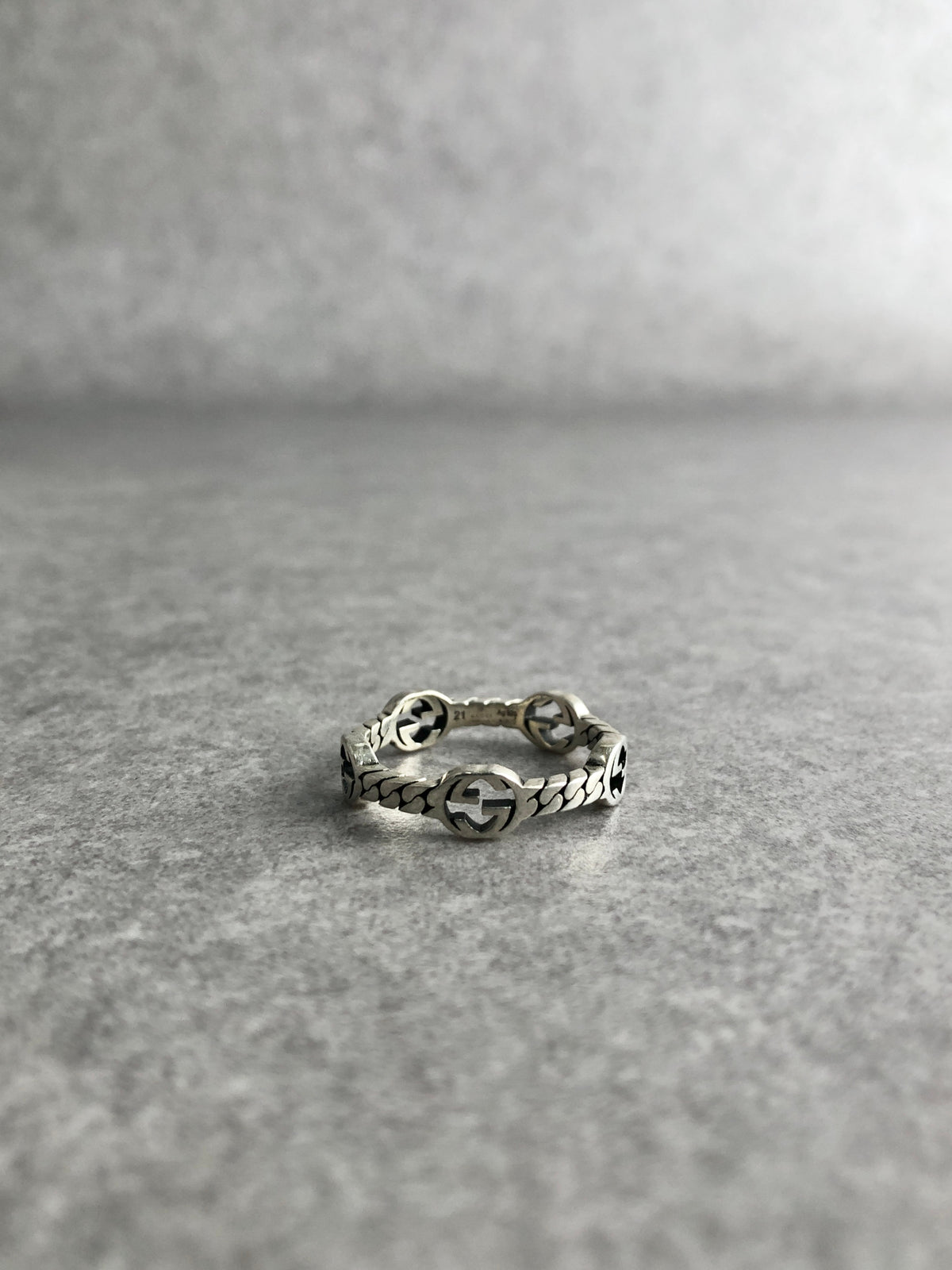 GUCCI Interlocking SILVER925 Ring Silver Vintage 3fubvp