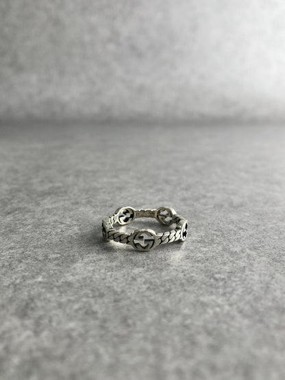 GUCCI Interlocking SILVER925 Ring Silver Vintage 3fubvp