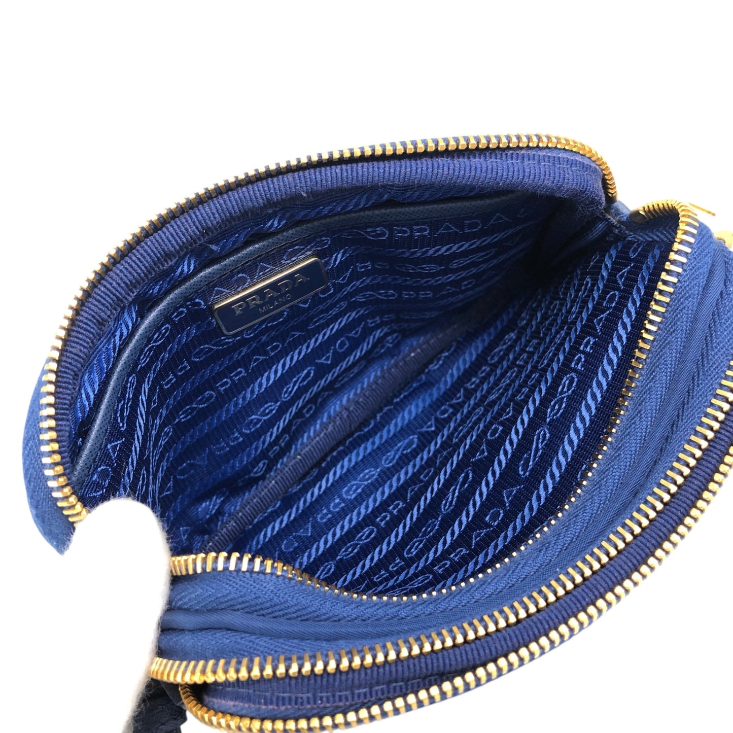 PRADA 三角形標誌雙向小手提包單肩包藍色復古 wa4xz3