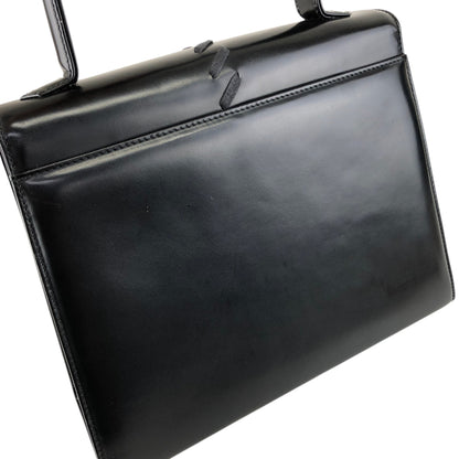 Yves Saint Laurent Logo Embossed Stitch Top Handle Handbag Black Vintage 5rym7i