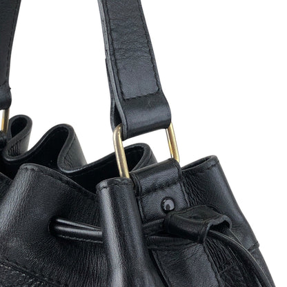 CELINE Blason Drawstring Shoulder bag Black Vintage rzrkng