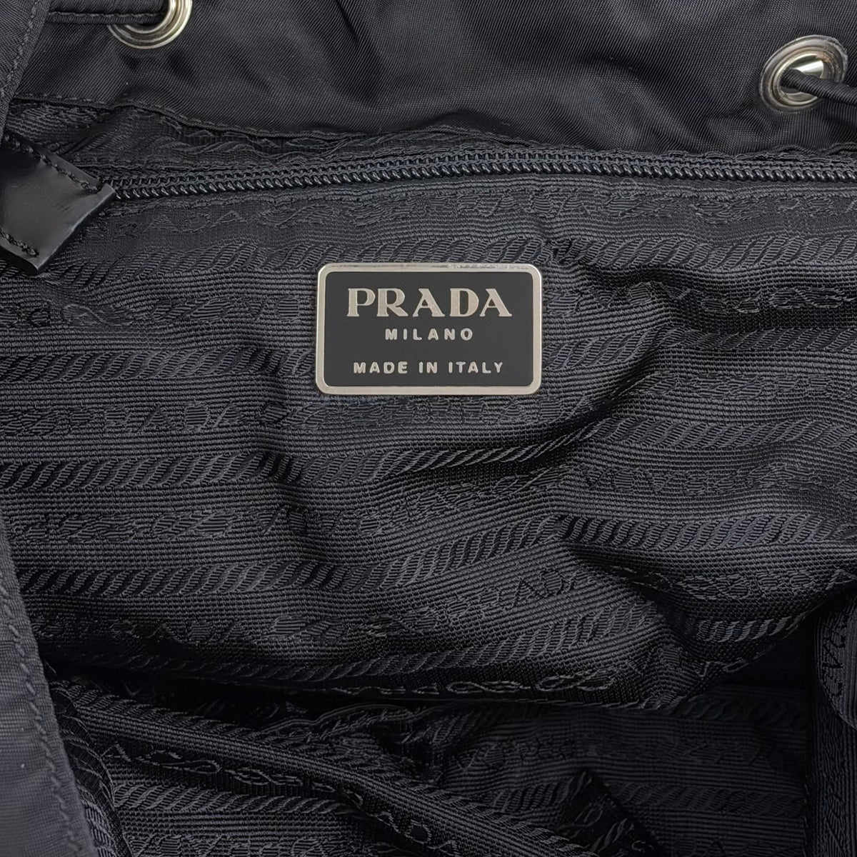 PRADA Tessuto Triangle Logo Double Pocket Backpack Black Vintage 8fef48
