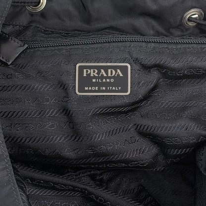 PRADA Tessuto Triangle Logo Double Pocket Backpack Black Vintage 8fef48