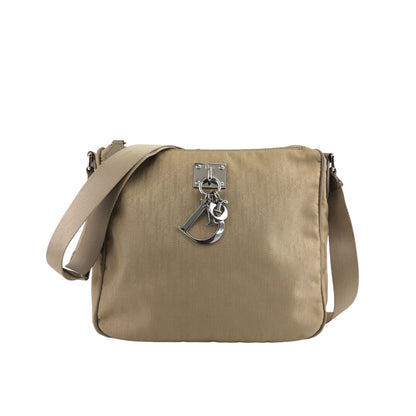 Christian Dior Trotter Logo Charm Shoulder bag Beige Vintage dfvwk8