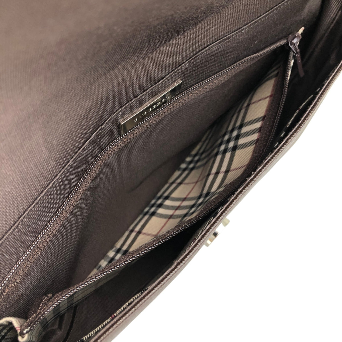 BURBERRY Logo Shoulder bag Brown Vintage hp7jmm