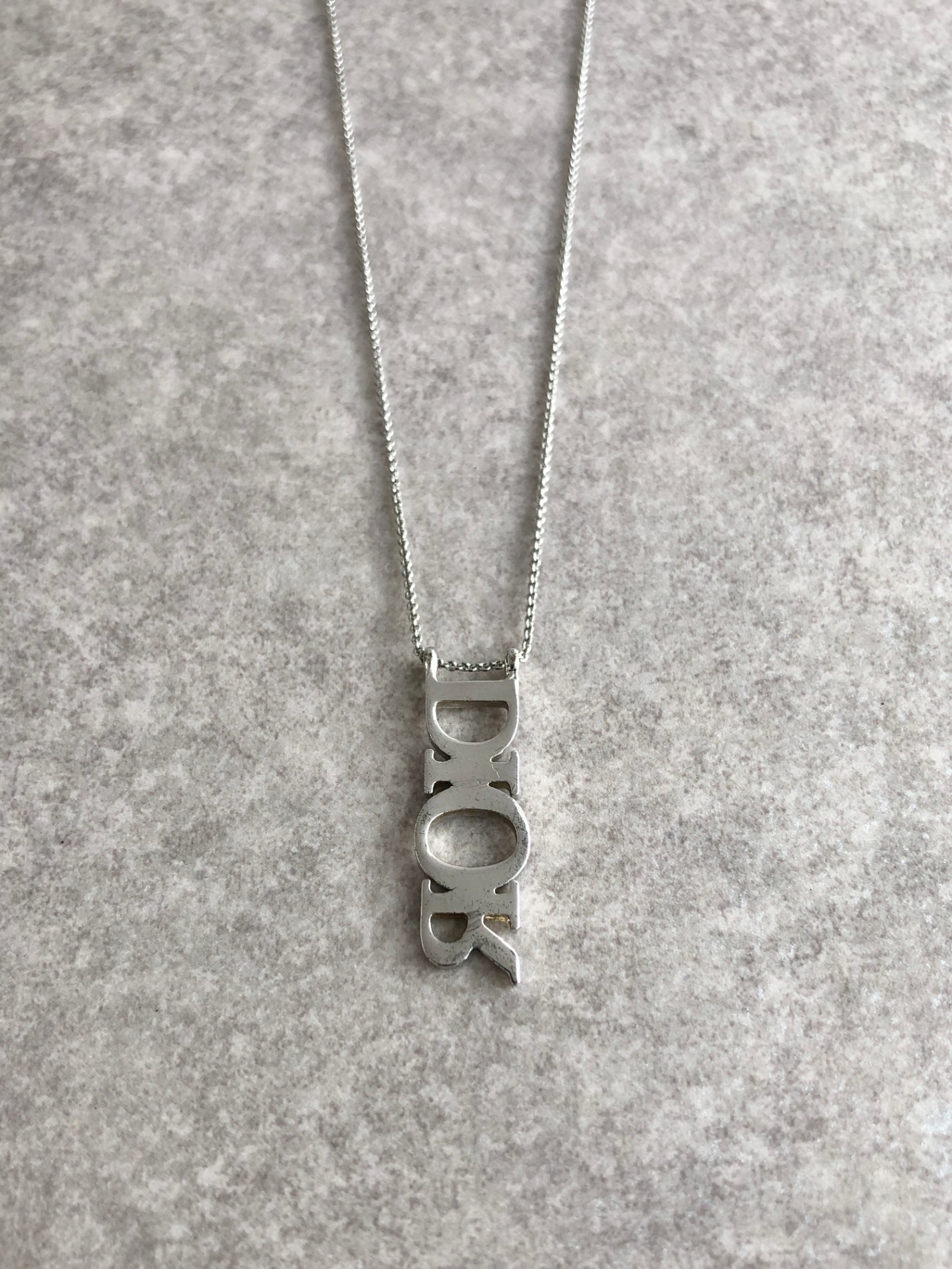 Christian Dior Logo Motif Necklace Silver Vintage niwwkc