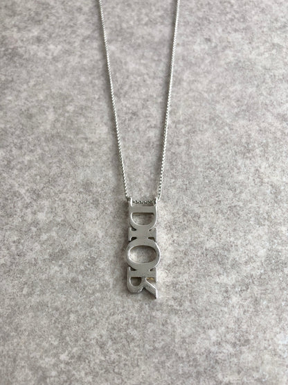 Christian Dior Logo Motif Necklace Silver Vintage niwwkc