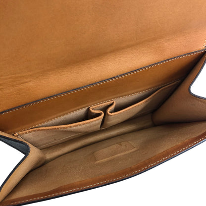 CELINE Macadam Horse Bit Double Flap Handbag Brown Vintage ji65m3