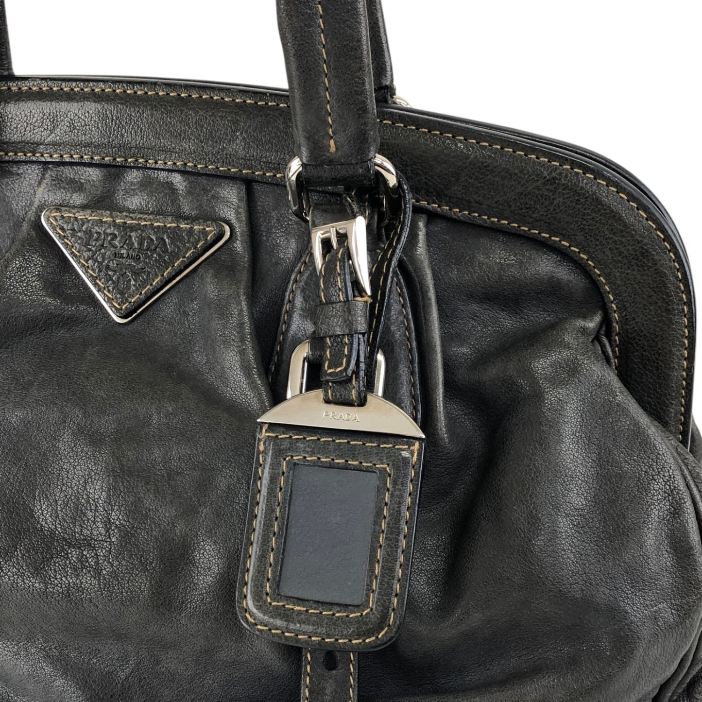 PRADA Triangle Logo Handbag Gray Vintage x8guys