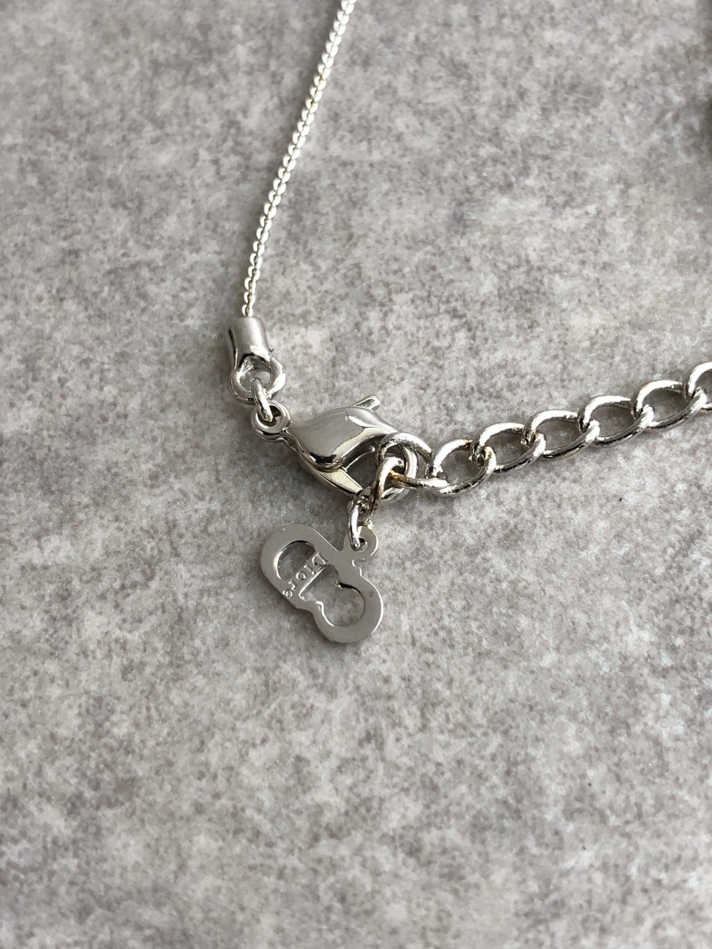 Christian Dior Logo Charm Necklace Silver Vintage i4rp6r
