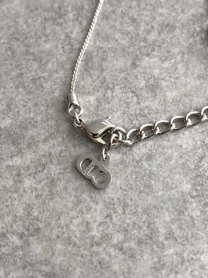 Christian Dior Logo Charm Necklace Silver Vintage i4rp6r