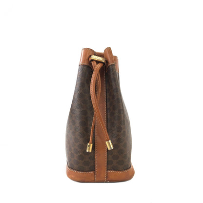 CELINE Macadam Leather Drawstring Small Shoulder bag Brown Vintage v3kt7s