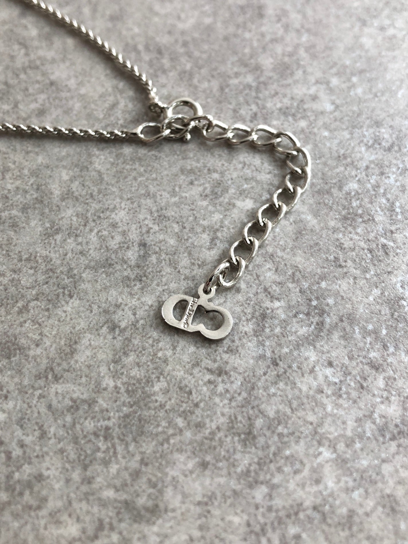 Christian Dior CD Logo Necklace Silver Vintage pshihx