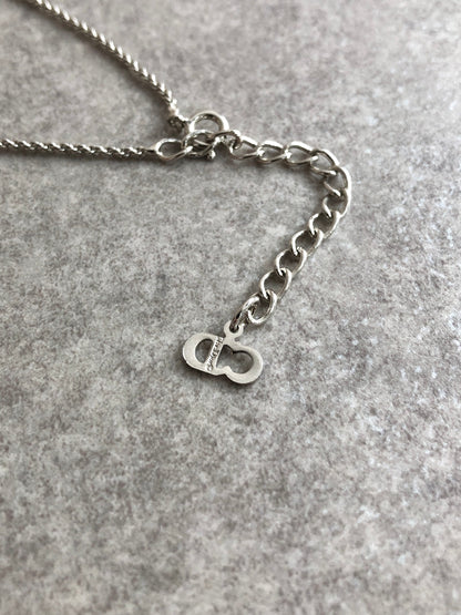 Christian Dior CD Logo Necklace Silver Vintage pshihx