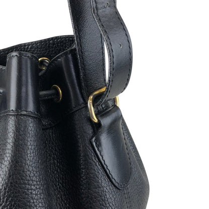 CELINE Gancini Front Pocket Drawstring Shoulder bag Black Vintage 3gt2jh