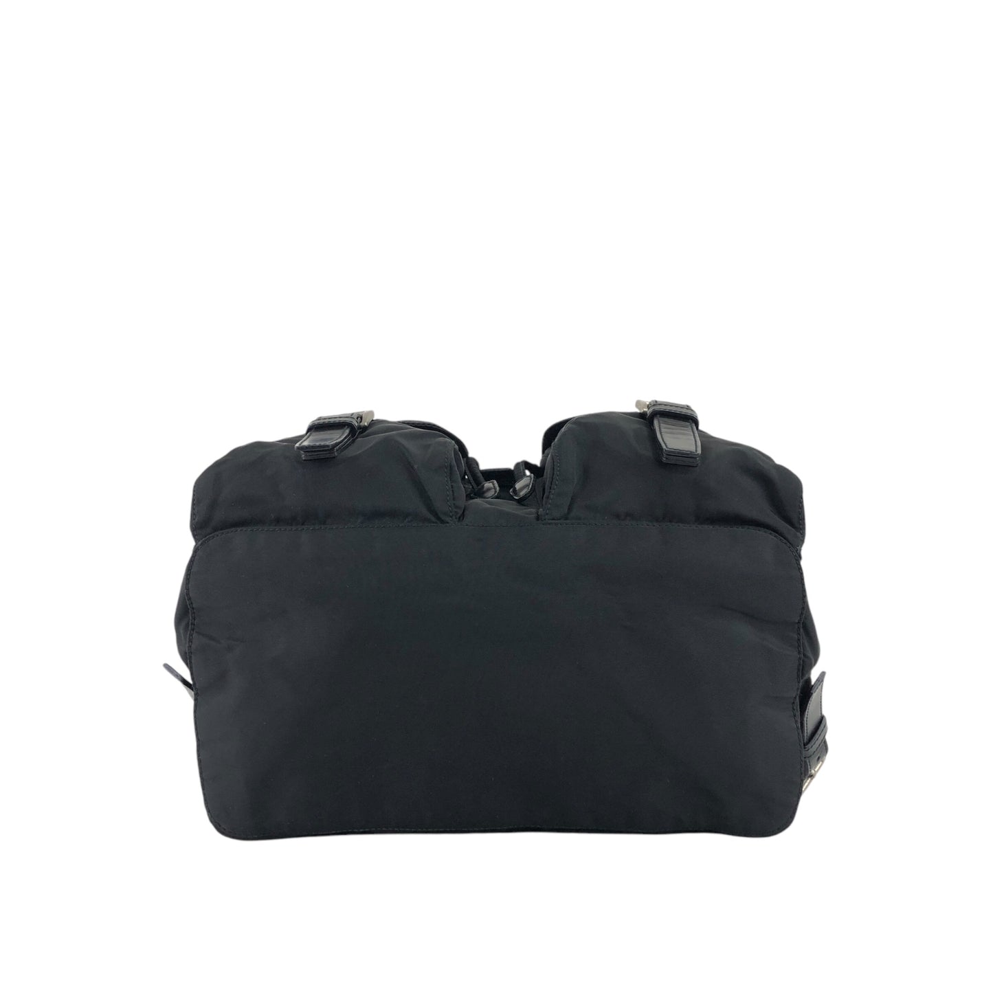 PRADA Triangle Logo Double Pocket Backpack Black Vintage 7hx8bf