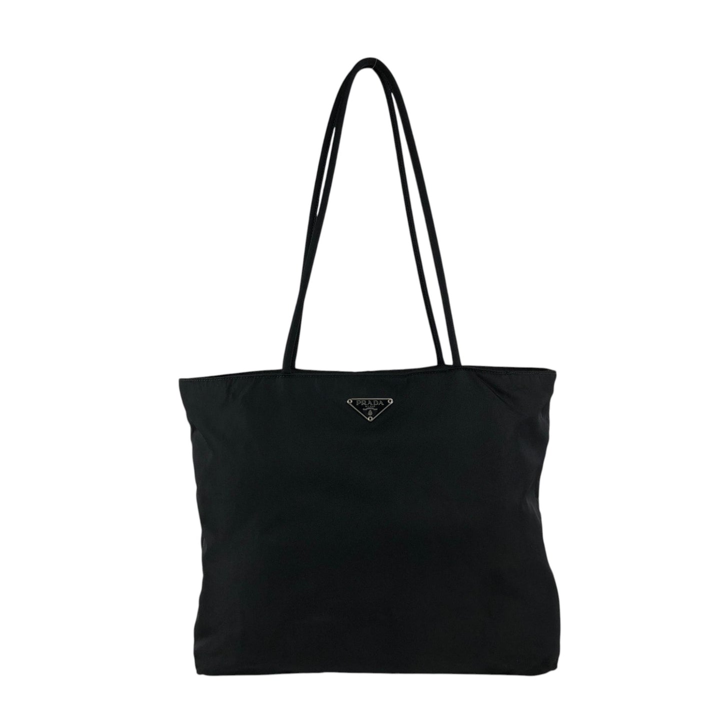 PRADA Tessuto Triangle Logo Handbag Totebag Black Vintage prni67