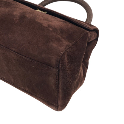 PRADA Logo Handbag Brown Vintage 8st8tj