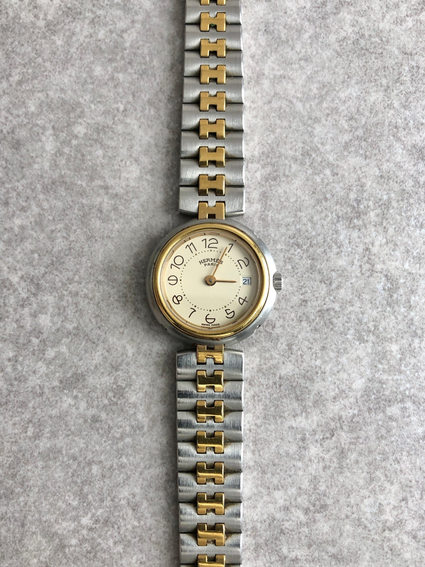 HERMES Quartz Watch Silver×Gold Vintage psz3jv