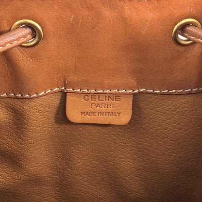 CELINE Macadam Blason Drawstring Shoulder bag Brown Vintage y4ma84