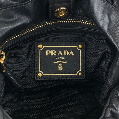PRADA Logo Shoulder bag Hobobag Black Vintage ay6whk