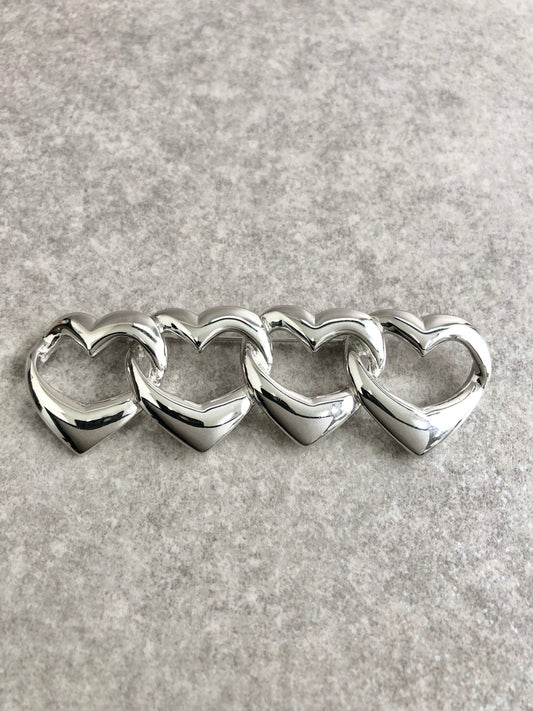 Yves Saint Laurent Heart Motif Brooch Silver Vintage xau2xt