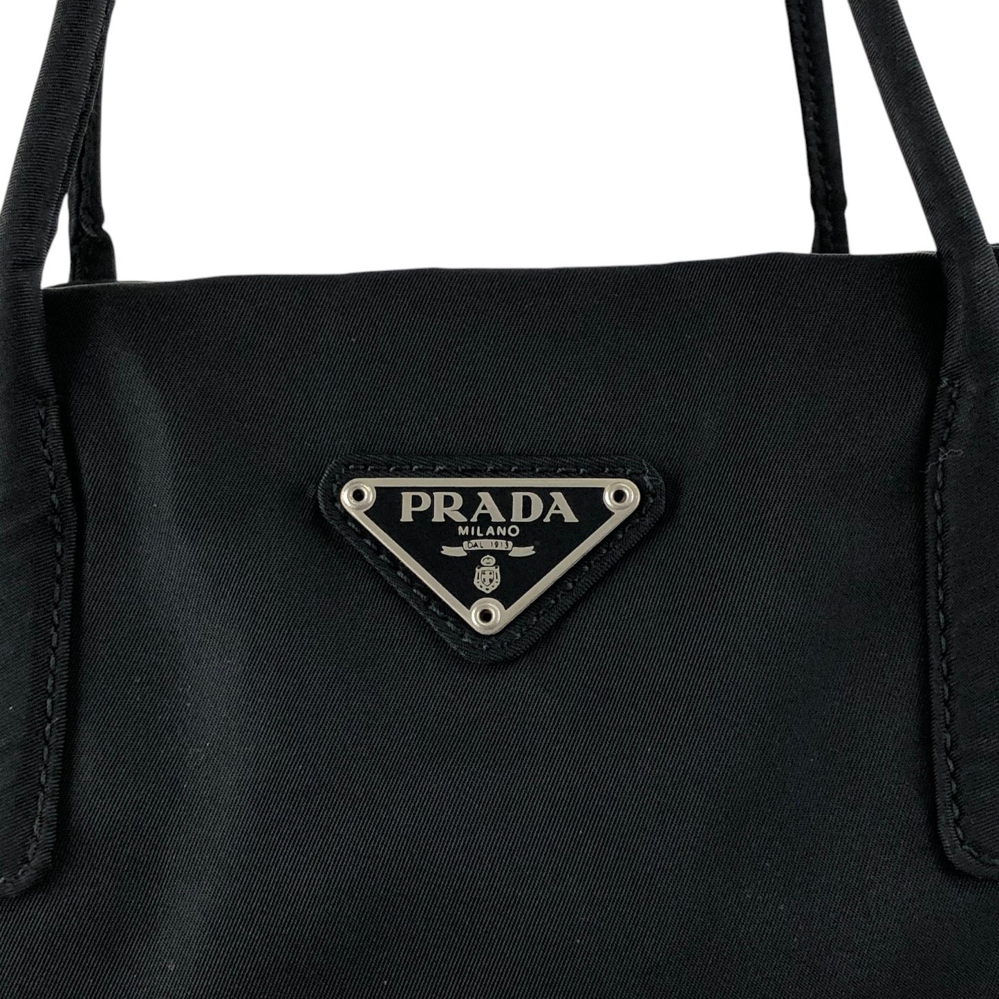 PRADA Tessuto Triangle Logo Handbag Totebag Black Vintage 6skxyh
