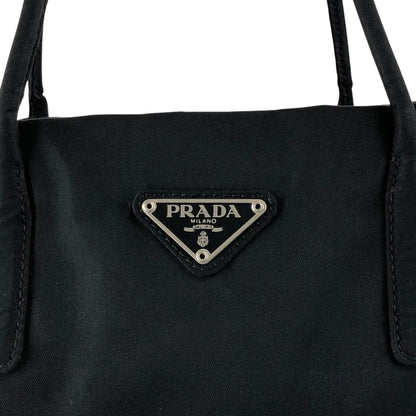 PRADA Tessuto Triangle Logo Handbag Totebag Black Vintage 6skxyh