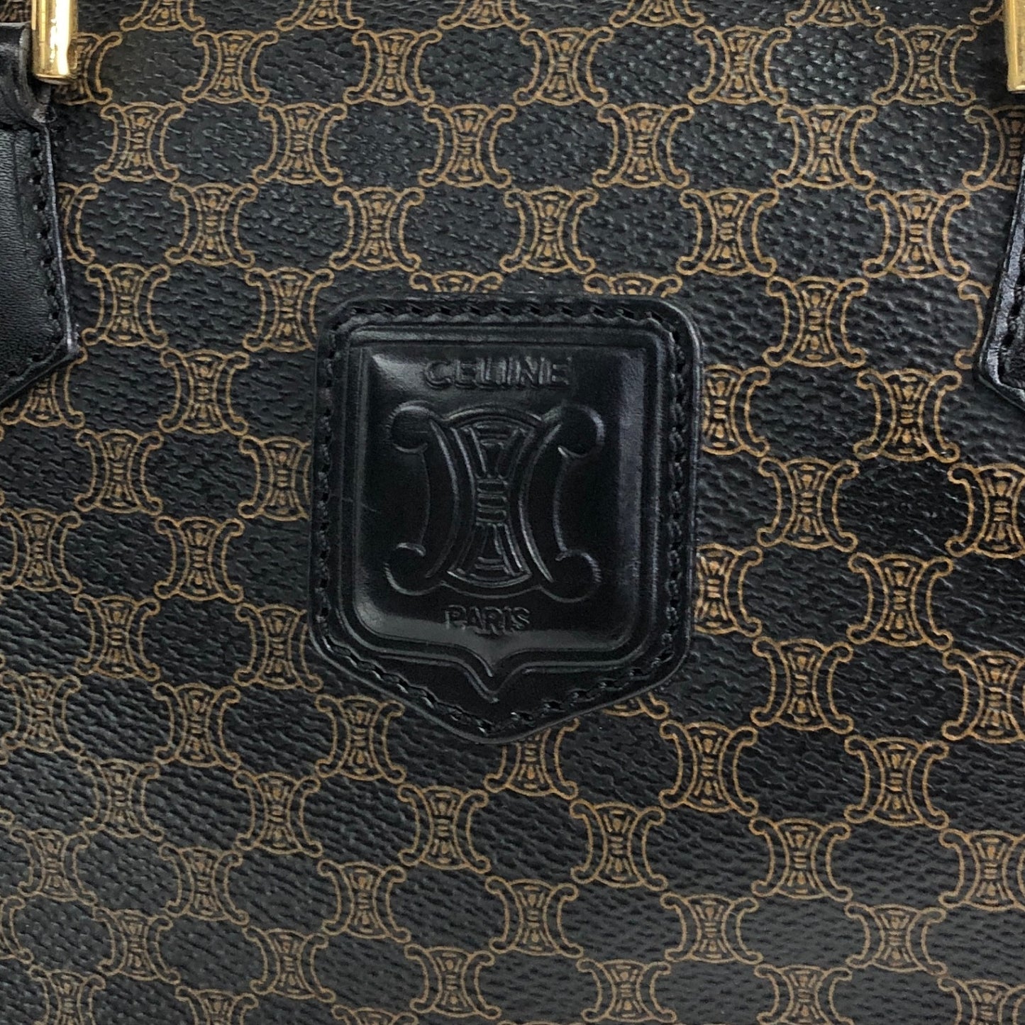 CELINE Macadam Blason Two-way Small Boston bag Shoulder bag Black Vintage d4zwjm