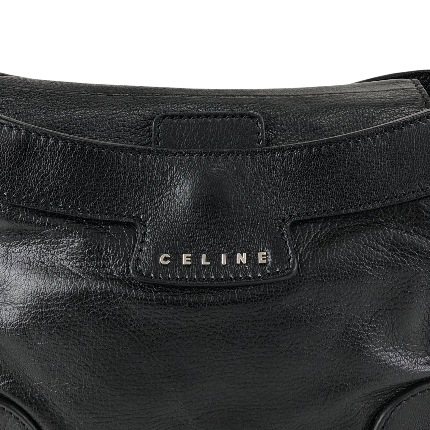 CELINE Horse Carriage Shoulder bag Black Vintage 6inwsp