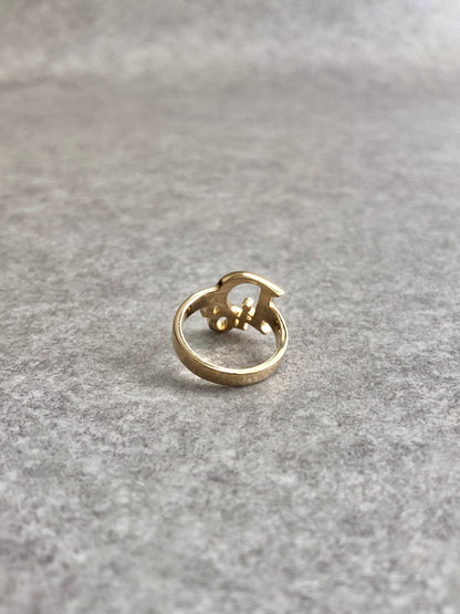 Christian Dior Logo Motif Ring Gold Vintage ynuevd