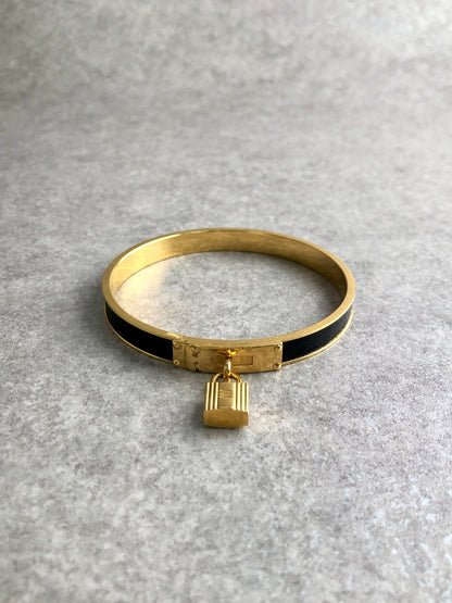 HERMES Bangle Black×Gold Vintage 2ixrvk