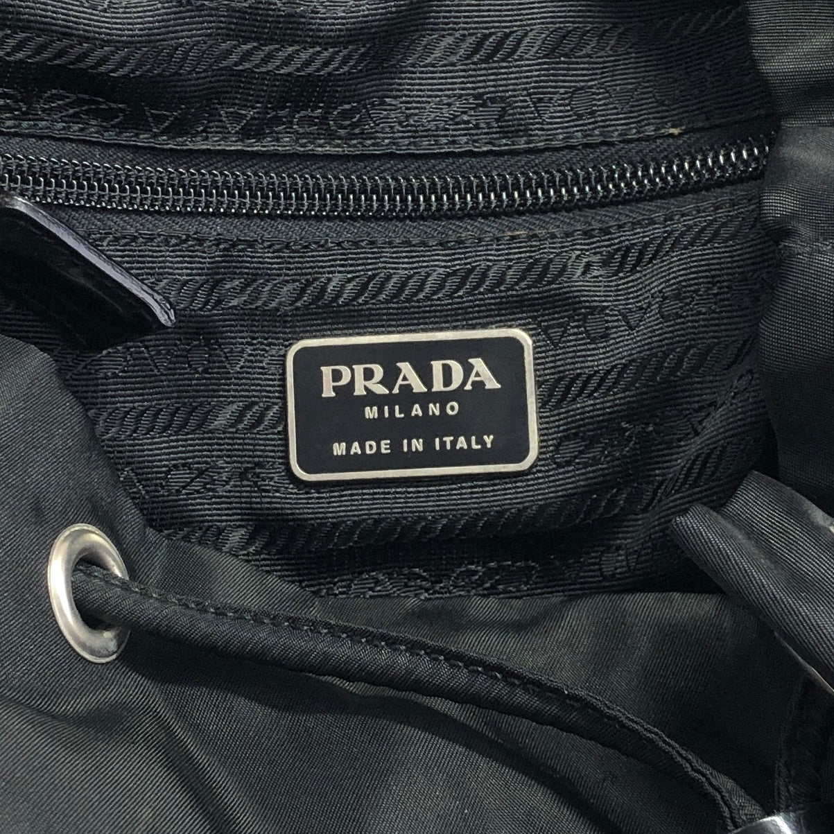 PRADA Triangle Logo Double Pocket  Backpack Black Vintage jpaw6y