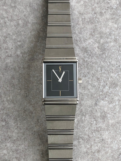 Yves Saint Laurent YSL Logo Quartz Watch Silver 2200-221362 Vintage nbbdz8