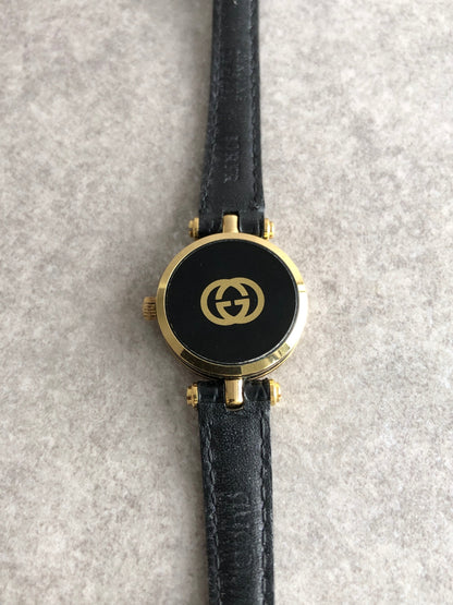GUCCI Logo Quartz Watch Black Vintage yb88b5