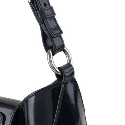 PRADA Logo Front Lock Shoulder bag Black Vintage jh2gpw