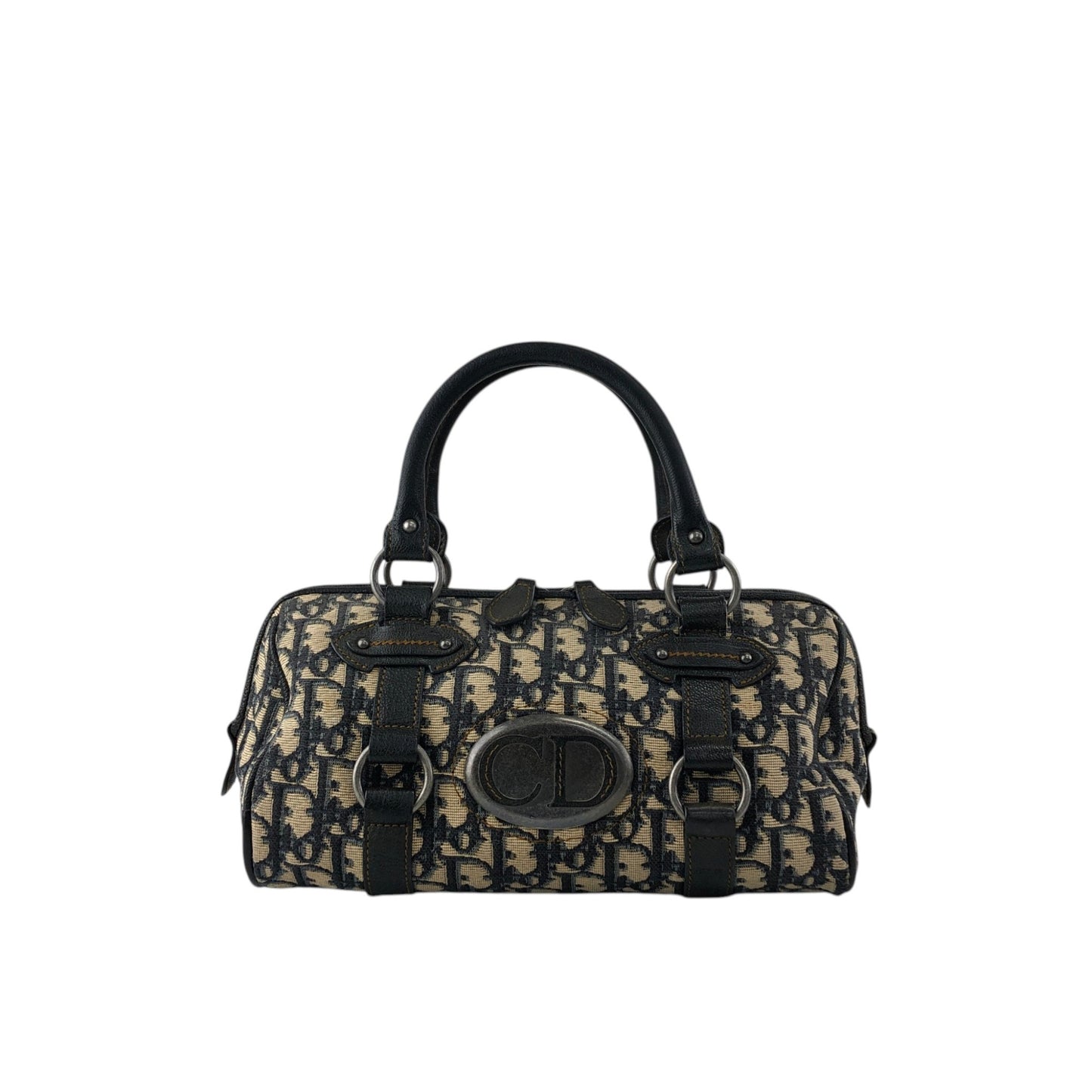 Christian Dior Trotter Small Boston bag Handbag Navy Vintage yrrvj3