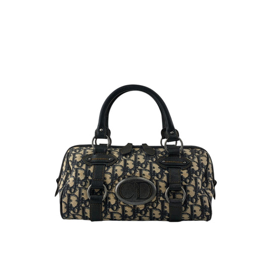 Christian Dior Trotter Small Boston bag Handbag Navy Vintage yrrvj3